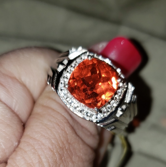 Size 12, Sunfire Quartz & White Topaz Ring, 4.80 carats, Sterling Silver, NWT - Picture 6 of 12